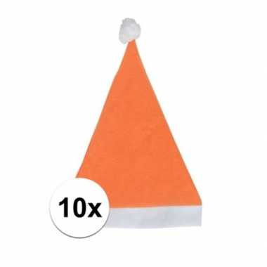 10x oranje voordelige kerstmuts voor volwassenen kopen