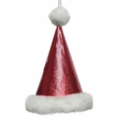 1x kersthangers figuurtjes glitter kerstmuts 17 cm kopen