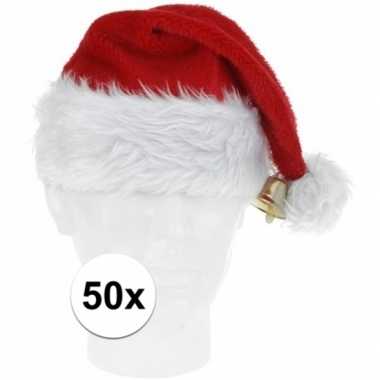 50x luxe pluche kerstmutsen met bel kopen