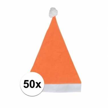 50x oranje voordelige kerstmuts voor volwassenen kopen