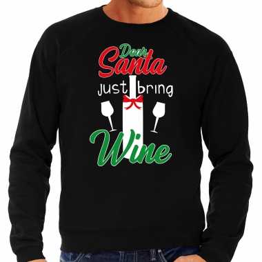 Dear santa just bring wine drank kerstsweater / outfit zwart voor heren kopen
