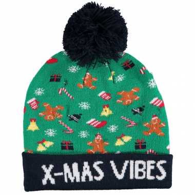 Foute kinder kerstmutsen/wintermutsen x mas vibes met verlichting kopen