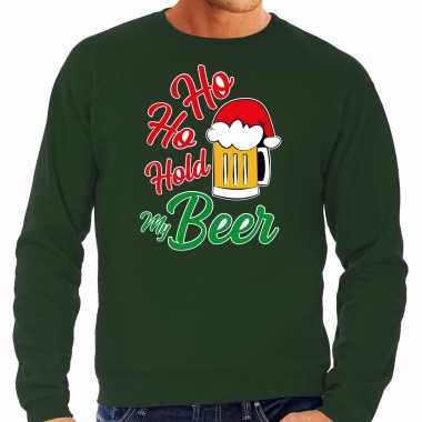 Ho ho hold my beer fout kerstsweater / outfit groen voor heren kopen