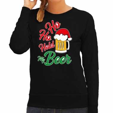 Ho ho hold my beer fout kerstsweater / outfit zwart voor dames kopen