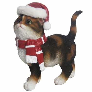 Kerstdecoratie kat/poes bruin kopen