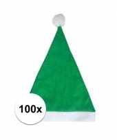 100x groene voordelige kerstmuts voor volwassenen