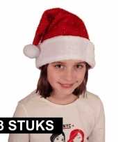 3x voordelige pluche kerstmuts met glitters voor kinderen