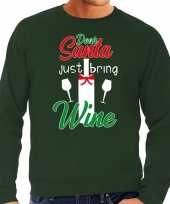 Dear santa just bring wine drank kerstsweater outfit groen voor heren