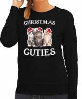 Kitten kerst sweater outfit christmas cuties zwart voor dames