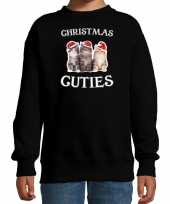 Kitten kerst sweater outfit christmas cuties zwart voor kinderen