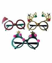 Rode brillen feestbrillen met kerstmuts voor volwassenen