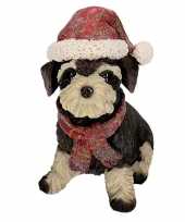 Schnauzer beeldje met kerstmuts